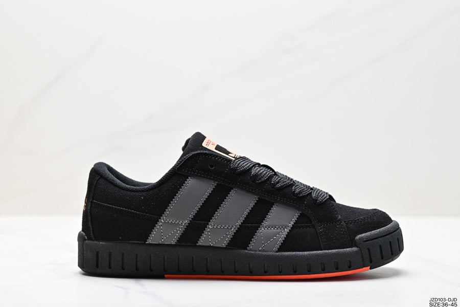 Men's black retro low-top sneakers - side view