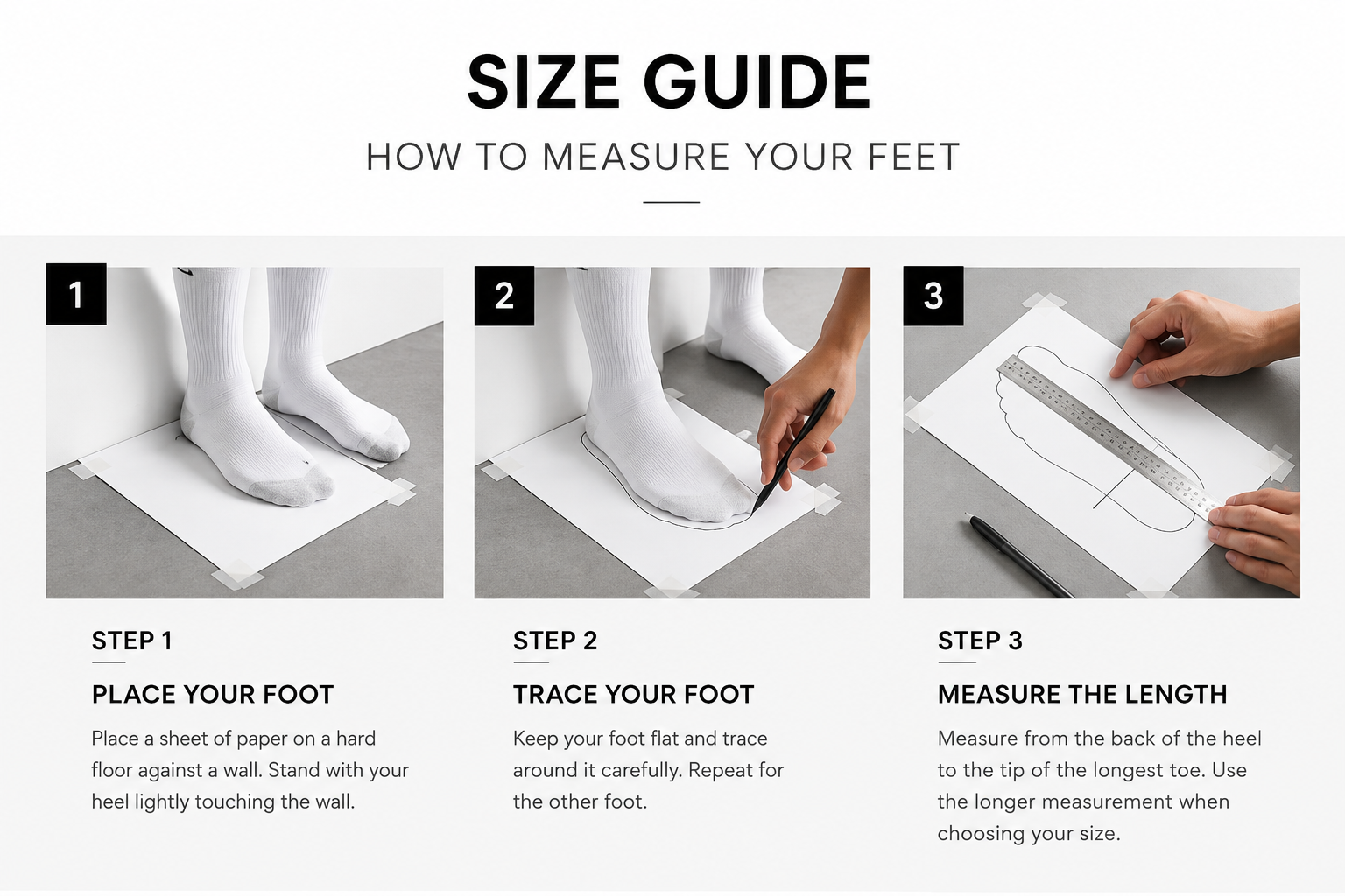 Shoe fitting and measurement guide